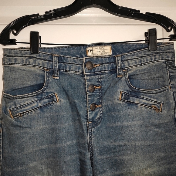 Free People Seamed Moto Skinny Jeans Blue - Picture 2 of 10